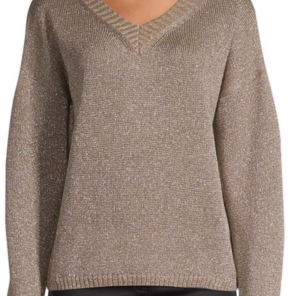 Brave & True Gold Biege Metallic Sparkle Sweater S